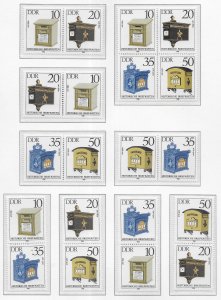 DDR German Democratic Republic 2459a Antique Mailboxes Block and Variations