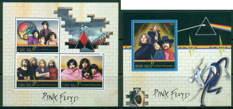 Music Pink Floyd Dark Side Of The Moon Syd Barrett Madagascar MNH stamp set