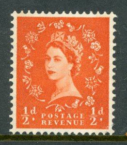 Great Britain 1960 QEII ½p Orange Red Phosphor SG #610 MNH B32