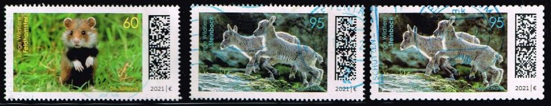 Germany, Sc.#3217-8, 3229 used, European Hamster (Cricetus cricetus)/Alpine Ibex