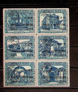 GUATEMALA Sc C517-22 NH BLOCK OF 6 OF 1974 - UPU