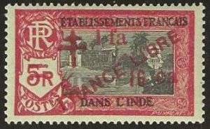 French India, Sc. 209,  mint, hinge remnant. 1943. (F608b)