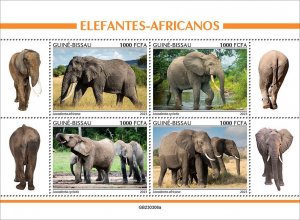 GUINEA BISSAU - 2023 - Elephants - Perf 4v Sheet - Mint Never Hinged