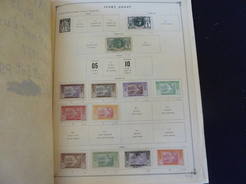 Ivory Coast (FR) 1906-1937 Mint/Used Stamp Collection on Scott Int Album Pages