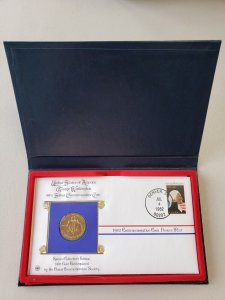 1982 George Washington Commem. Cover w/24 K Gold Electroplated Silver (S32367)