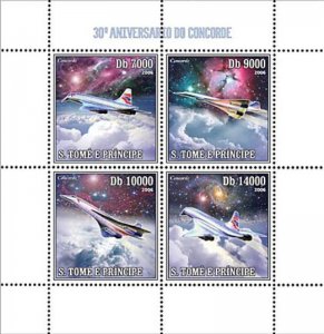 St Thomas & Prince - 2006 - Concorde Anniv - 4 Stamp Sheet - ST6102a