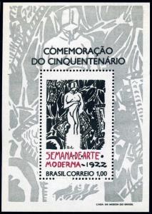 Brazil 1222,MNH.Michel 1316 Bl.29. Modern Art Week,50th Ann.1972.Poster