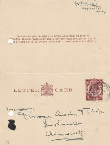 England 1929 Northumberland Cancel Stamp Letter Card to Alnwick Ref 34854