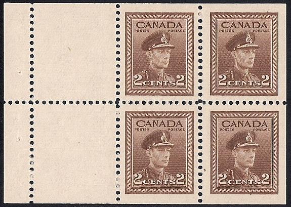 Canada #250A 2 cent King George 6, Pane OG NH VF-XF