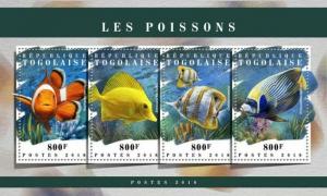 Togo - 2018 Fish on Stamps - 4 Stamp Sheet - TG18119a