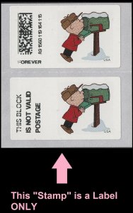 US CVP93 Charlie Brown Christmas Kiosk ATM F vert pair Not Valid MNH 2015