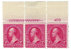 #267 Plate # Strip of 3 - Mint 2 LH, 1 NH