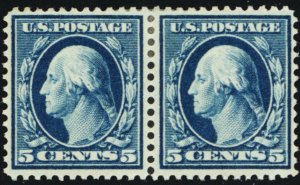 335, Mint H VF 5¢ PAIR Nice Looking Stamps! SCV $90.00