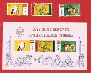 Ghana #308-310a  MNH OG   Boy Scouts w/SS  Free S/H