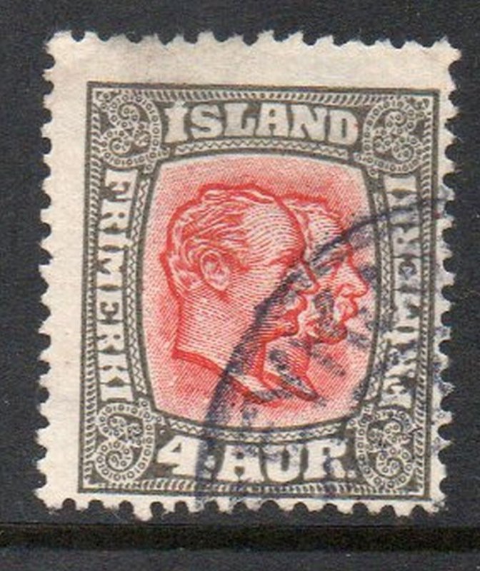 Iceland  Sc 101 1915 4 aur 2 Kings stamp used