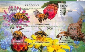 A0424  - COMORES Comoros -  MISPERF 2011  stamp SHEET:  fauna insects BEES