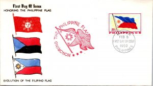 Philippines FDC 1959 - Philippine Flag - 20c Stamp - Single - F43405