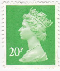 G.B- 1993 QE II (Machins) 20p Bright Green used SG Y1680