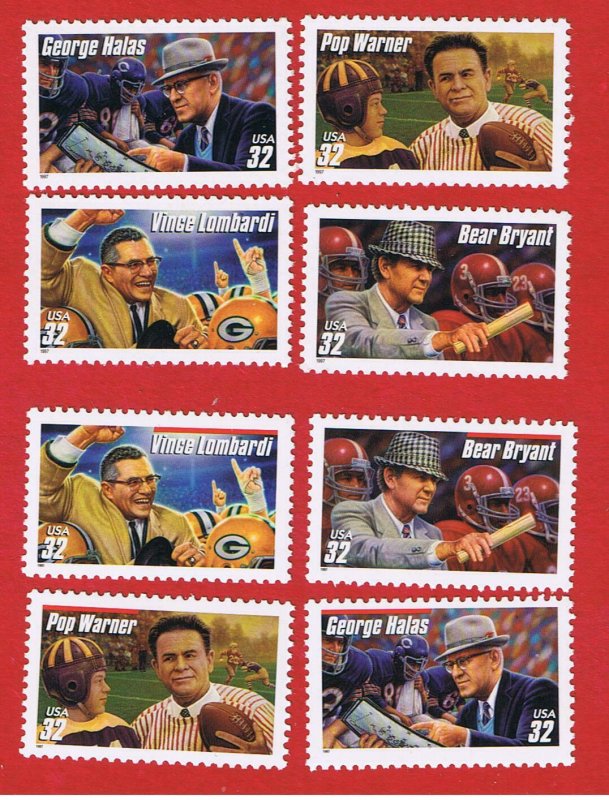 #3143-3150 MNH OG  Football Coaches  Free S/H