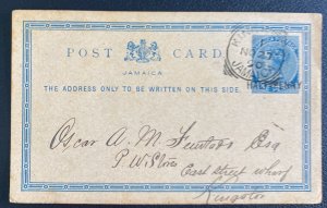 1890 Kingston Jamaica Postal Stationery Postcard Cover Locally Used
