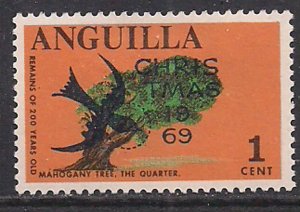 Anguilla 1969 QE2 1ct Christmas Mahogany Tree Ovpt MM SG 63 ( B123 )