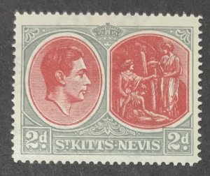 ST.KITTS-NEVIS 1938 2d (TAKEN AS CHEAPEST) LIGHTLY MOUNTED MINT