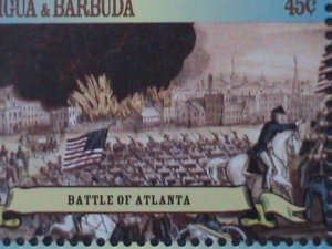 ​ANTIQUE-BARBUDA -AMERICAN CIVIL WAR-THE BATTLE FIELDS MNH SHEET VERY FINE