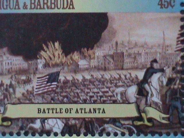 ​ANTIQUE-BARBUDA -AMERICAN CIVIL WAR-THE BATTLE FIELDS MNH SHEET VERY FINE