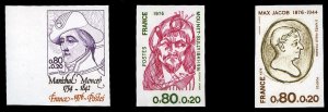 France, 1950-Present #B490-492 (YT 1880-1882) Cat€40, 1976 Celebrities, imp...