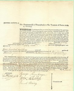 ​3/7/1828 document/cover Patton Centre Cnty Tax Sale 404 acres@$4.50/acre Horner