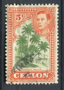 CEYLON; 1938-40s early GVI pictorial issue fine used shade of 5c. value