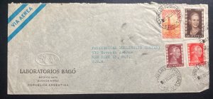 1955 Buenos Aires Argentina Laboratory Airmail Commercial Cover To New York USA