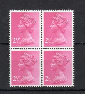 21/2p FCP/PVA MACHIN 'GREEN PHOSPHOR' SG U87b UNMOUNTED MINT BLOCK OF 4 Cat £18