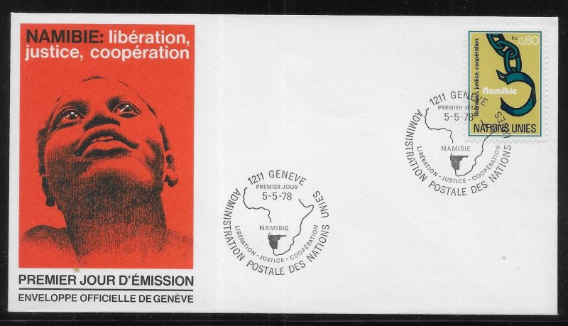 * UN Geneva 76 Namibia Liberation Geneva Cachet FDC First Day Cover