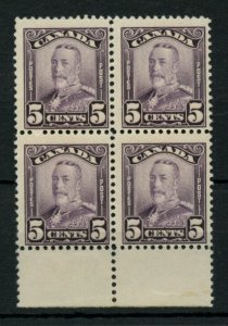 ?#153 BLK of 4 FIVE cent Scroll issue F MNH,  Cat $64 Canada mint