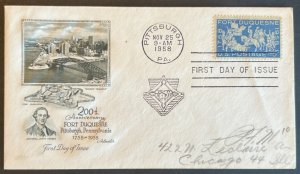 FORT DUQUESNE #1123 NOV 25 1958 PITTSBURGH PA FIRST DAY COVER (FDC) BX6