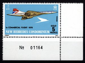 New Hebrides (GB) 1976 1st Commercial Flight Concorde, 5f Margin [Mint]
