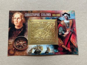 Ships, Columbus 2023 year 6 blocks Foil. Gold perforated  NEW MNH**