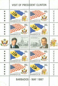 R66-0012 BARBADOS 935a MH SHEET-8 PRESIDENT CLINTON SCV $10.40 BIN $5.25