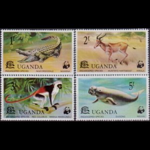 UGANDA 1977 - Scott# 177-80 Wildlife 1-5s NH