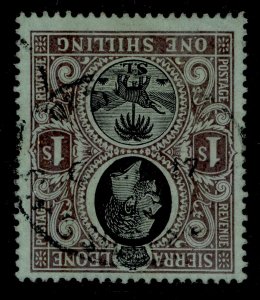 SIERRA LEONE GV SG124w, 1s black/green FINE USED. Cat wmk INVERTED, CDS pmk