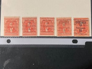 Guatemala - Scott #s 26a, 27a, 28a, 29, 30  - Unused, Hinged