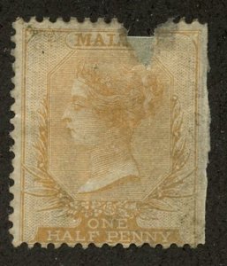 Malta, Scott #3, Unused, Hinged, flaw on top