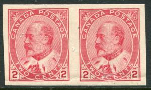 CANADA #90a VF Never Hinged Imperf Pair Gum Crease - King Edward VII - S7982