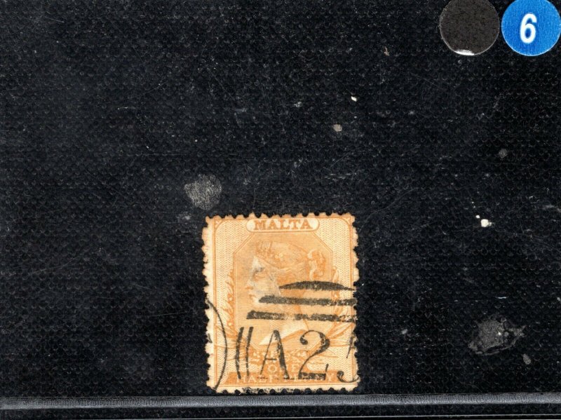 MALTA QV Classic Halfpenny Stamp SG.14 ½d Buff-Brown (1868) Used Cat £120 BBLUE6