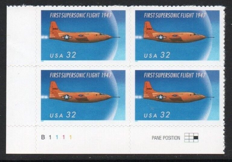 ALLY'S US Plate Block Scott #3173 32c Supersonic Flight [4] MNH F/VF [STK]