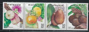 Malaysia 687a MNH 1999 Fruit strip of 4 (been folded)