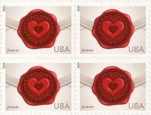 US 4741 Sealed with Love forever block (4 stamps) MNH 2013 