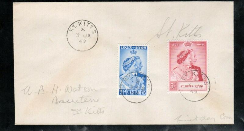 St Kitts & Nevis #93 - #94 Very Fine Used On First Day Cover