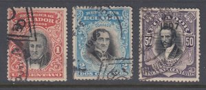 Ecuador 1907 1c, 2c & 50c Escolares Control Marks Used. Scott 166, 167 & 172 var